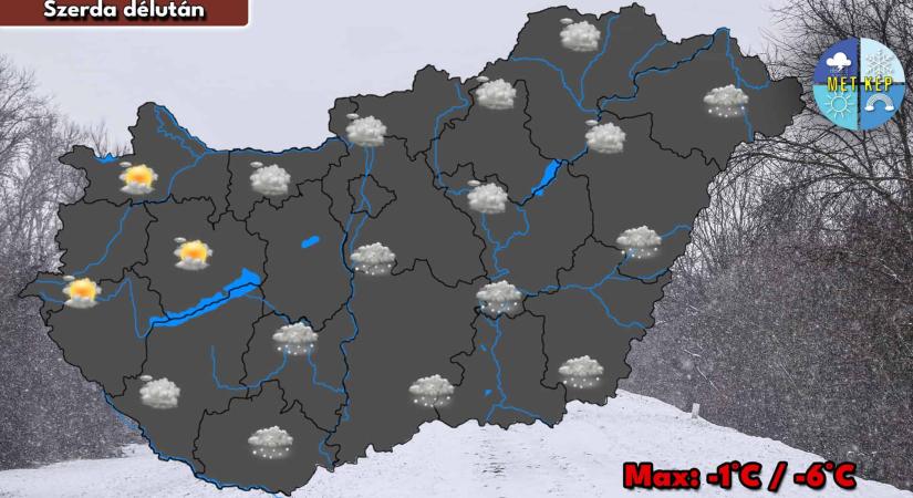 Estétől a keleti tájakon újabb havazás kezdődik