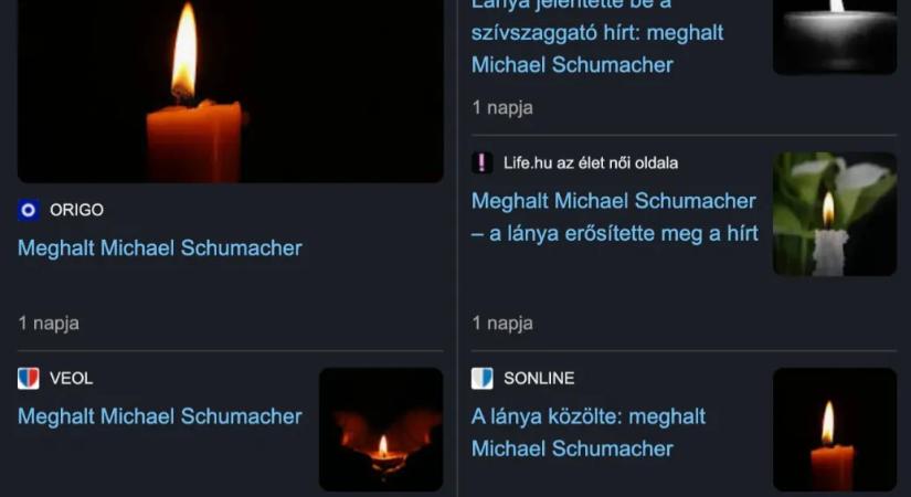 Néhány médium lehozta Michael Schumacher halálhírét, csak éppen azt felejtették ki a címből, hogy egy amerikai íróról van szó