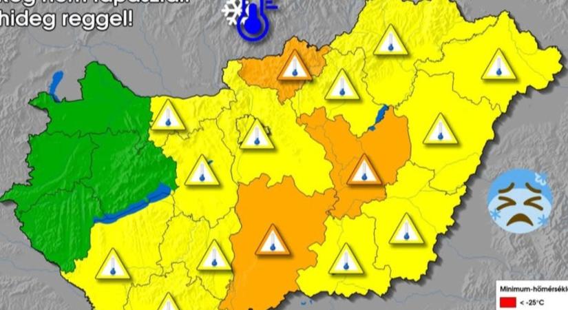 Extrém hideg várható péntek reggel az ország több részén