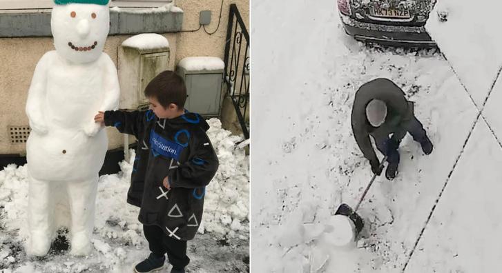 Dráma a havazásban, egy ötéves kisfiú első hóemberét lapáttal csapták szét
