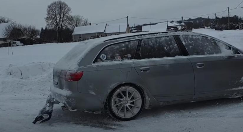 A hóban mókázott egy hazai audis, csak a józan ész hiányzott