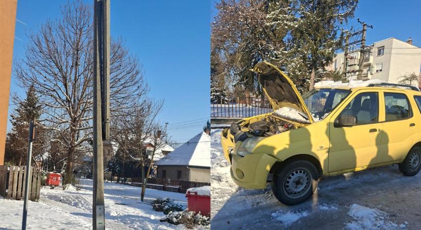 Pusztít az időjárás: kettétört egy betonoszlop, három mentőegység a helyszínen (FOTÓK)