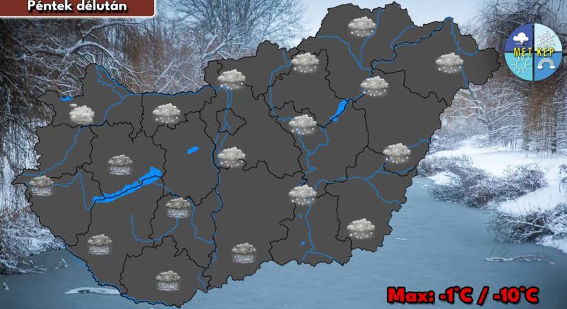 Pénteken újra havazhat, délnyugaton pedig kiterjedt ónos eső eshet