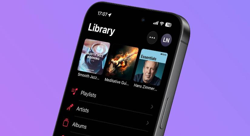 Albumok, listák, zenék kitűzése a lista elejére Apple Music appban