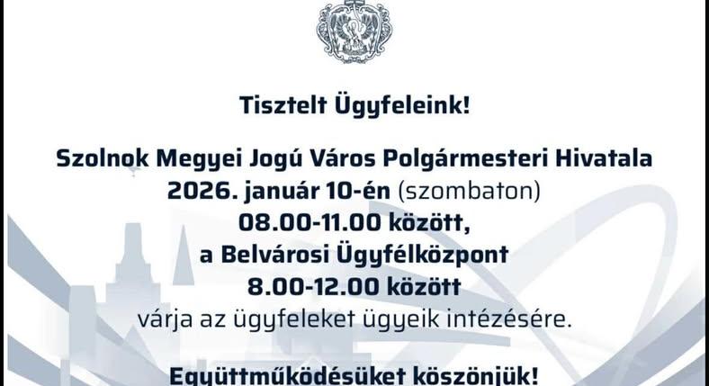 Ügyfélfogadási rend szombaton a Polgármesteri Hivatalban