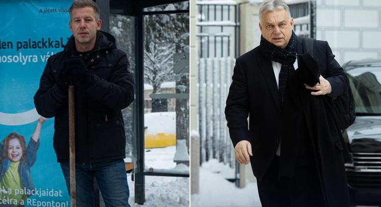 Hó, lapát, politika: Orbán Viktor vagy Magyar Péter jön ki győztesen a hóhelyzetből?