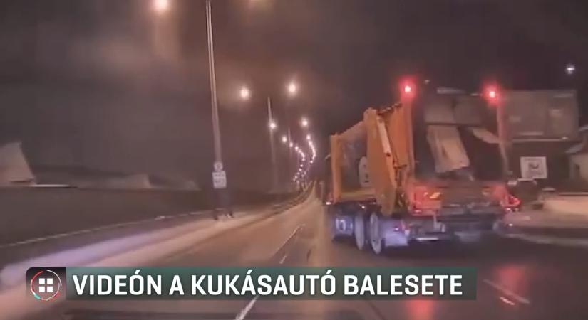 Felborult egy kukásautó Budapesten, miután kihajtottak elé