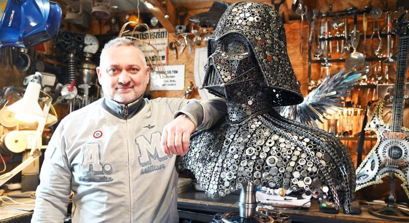 Csavarokból építette meg Darth Vadert a fémszobrász, aki evőeszközökből készült munkáiról ismert