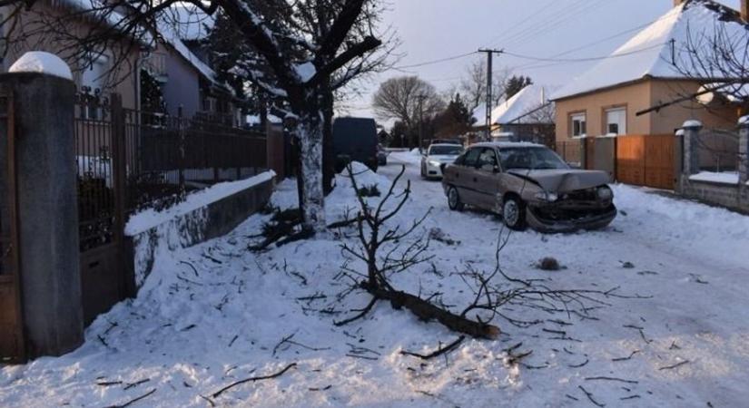 Lopott autóval furikázott, fának csúszott, majd elmenekült
