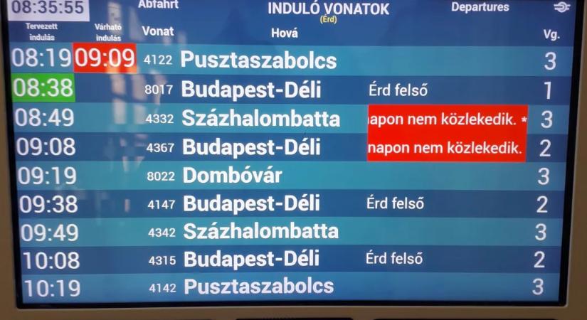 Váltóhiba miatt késnek és kimaradnak járatok a Déli pályaudvart érintő vasútvonalakon