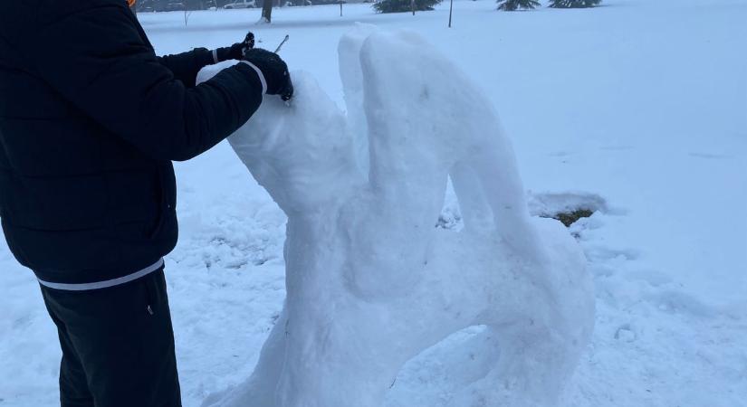 Óriási! Jégből és hóból születtek fantázialények Pécsen (GALÉRIA  VIDEÓ)