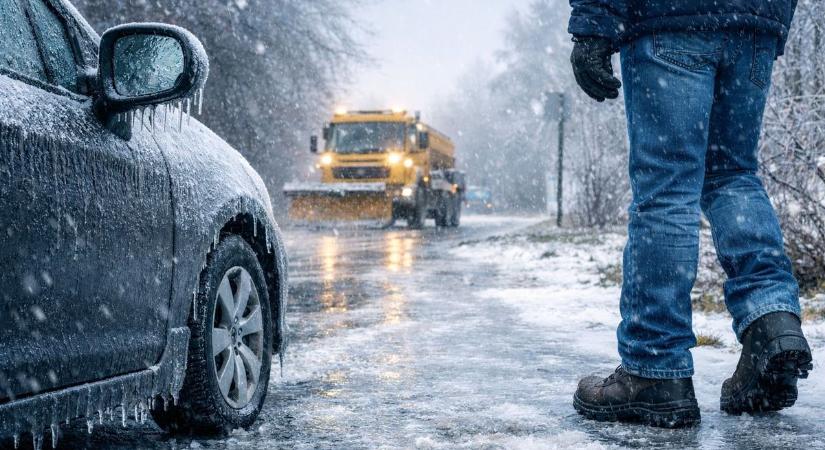 Havazás, ónos eső és latyakos utak nehezítik a közlekedést kedden