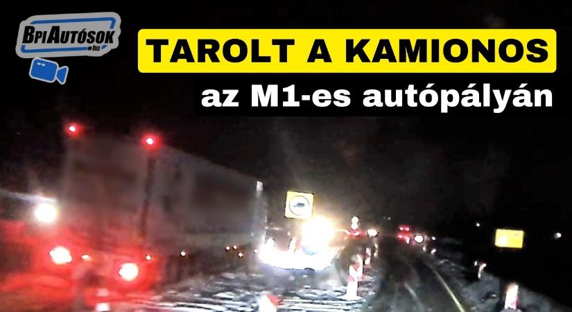 Tarolt a kamionos, benézte a terelést az M1-esen