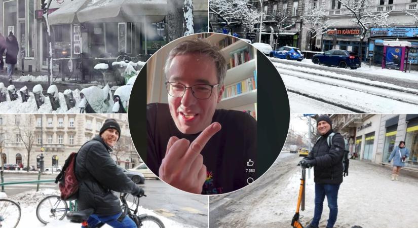 Hókáosz Budapesten: kiakadtak a bringások, hogy elmaradt a biciklisávok takarítása