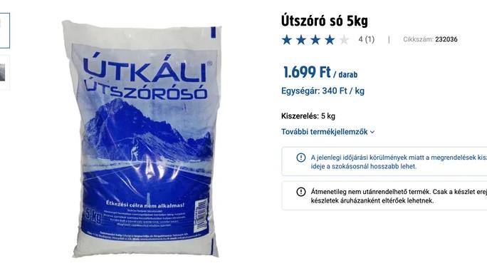 Országos hiány: Mutatjuk a listát, melyik 4 városban kapható még útszóró só a Praktikerben és az OBI-ban (ekkor érkezik friss készlet)