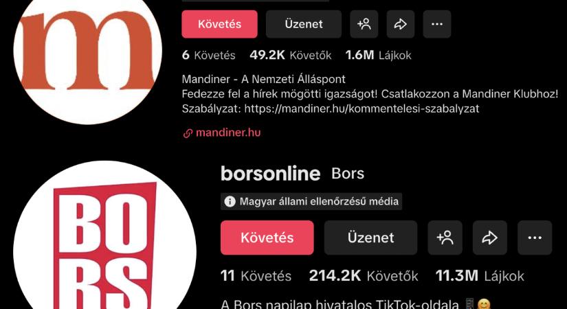 Állami ellenőrzésű médiának minősített a TikTok több magyar újságot, köztük a Mandinert, az Origót és Metropolt is