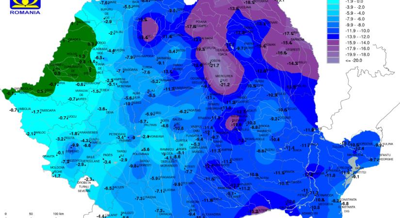 Dermesztő reggel Hargita megyeben: mínusz 21 fok alá süllyedt a hőmérséklet