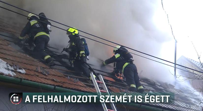 Videón, ahogy felemésztik a lángok a gyűjtögető házát