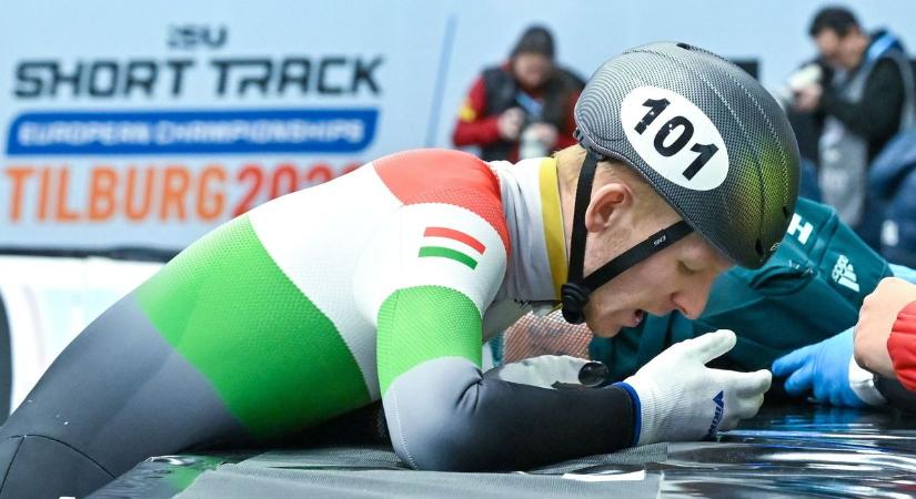 Hajszálon múlott a tragédia: Tiborcz Dániel gyorskorcsolyázó hatalmasat esett