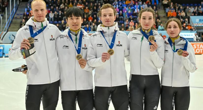 Bronzérmes lett a magyar vegyes váltó a rövidpályás gyorskorcsolya Eb-n