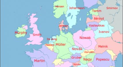 A leggyakoribb vezetéknevek Kínában és Európában