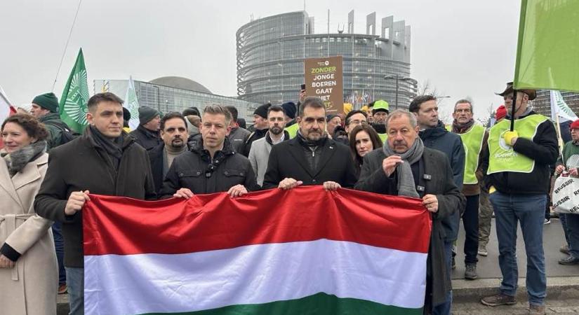 A Fidesz ráküldte az állítólagos gazdákat az éppen a gazdákért tüntető Magyar Péterre Brüsszelben