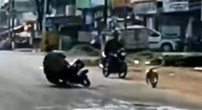 Videó nélkül senki se hinné el, ki rúgta le a motorost a motorjáról