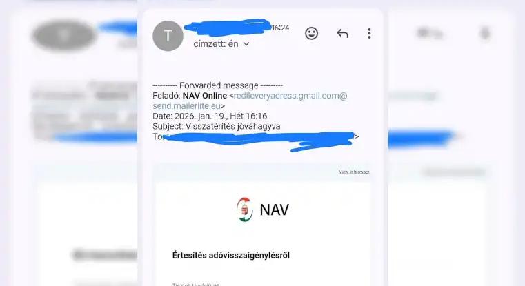 Újabb csalásra figyelmeztet a NAV: ne kattintson, ha emailt kapott adóvisszatérítésről