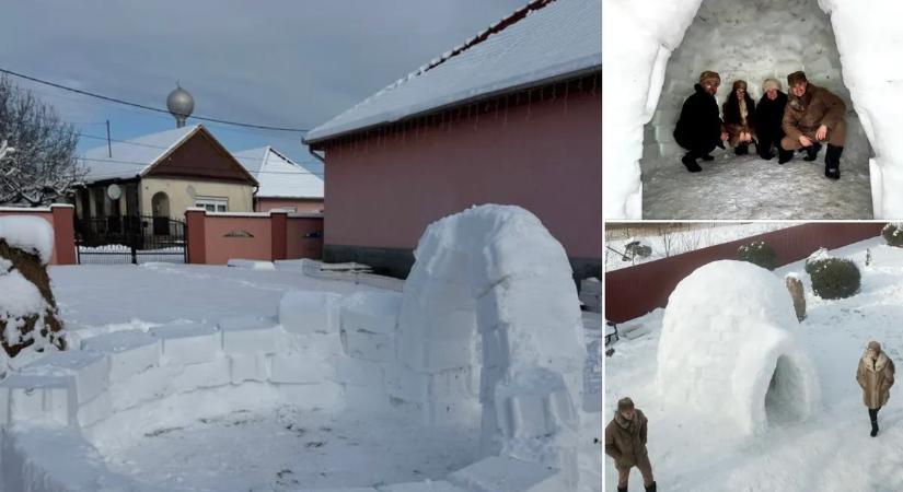 Uncsi volt a hóember: 3,5 méter magas iglut épített a kertben a magyar egyetemista