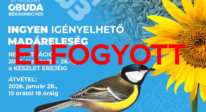 Az Óbuda Újságban meghirdetett ingyenesen igényelhető madáreleség készlet elfogyott – lehetőség van pót-regisztrációra