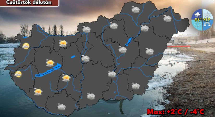 Csütörtökön sok felhő lesz felettünk, nyugaton lehet némi napsütés