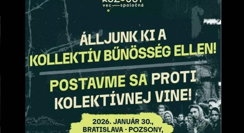 Tüntetés Pozsonyban a Beneš-dekrétumok és a szájkosártörvény ellen
