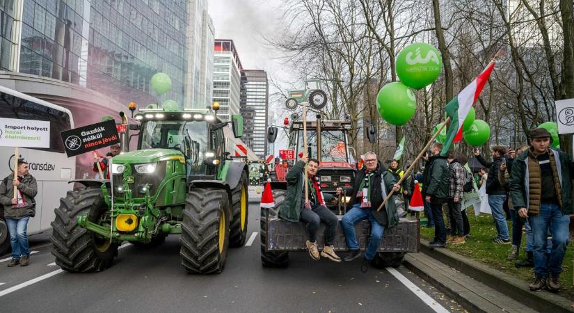 Rendőröket vezényeltek a Brüsszelben tiltakozó gazdák ellen, Veszprém vármegyeiek is demonstráltak