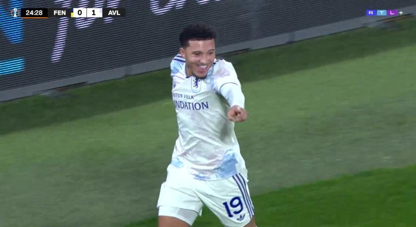 Jadon Sancho fejes gólja az Aston Villát a legjobb 16 közé juttatta az Európa-ligában