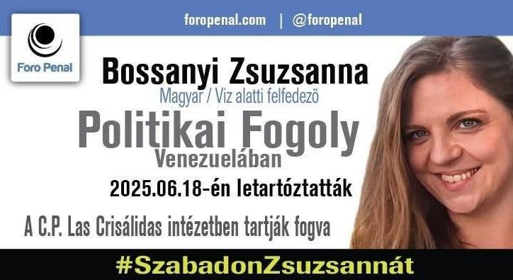 Hazahozták Bossányi Zsuzsannát Venezuelából
