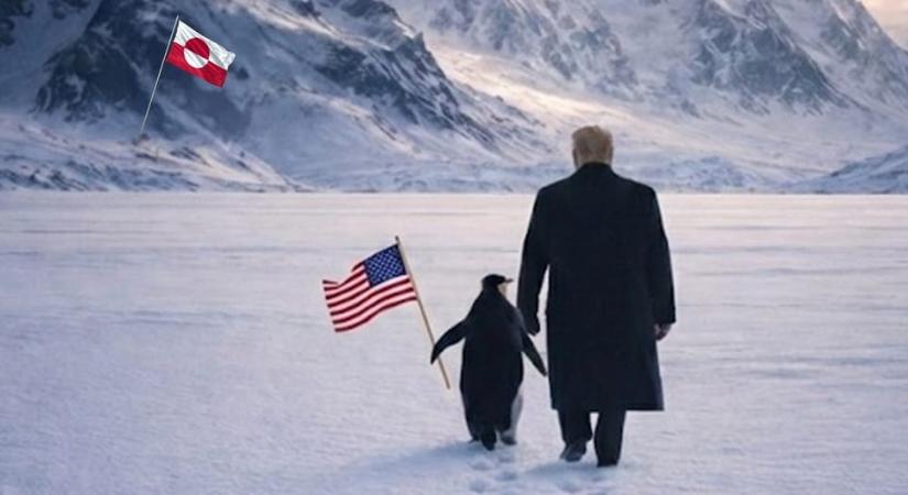 Trump egy pingvines mémmel is utal a grönlandi terveire