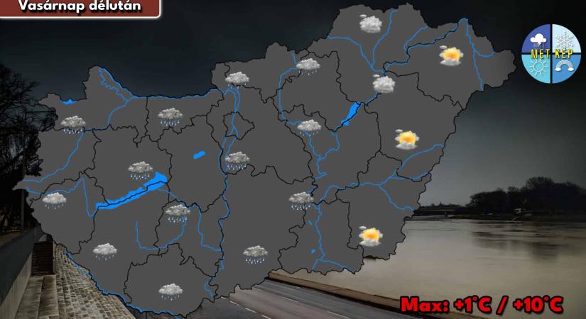 Vasárnap többfelé számíthatunk esőre, záporesőre