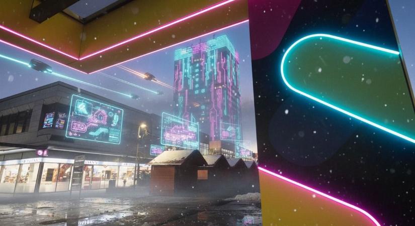 Így nézhet ki Veszprém 2077-ben: neonfényes felhőkarcolók és futurisztikus járművek ( galéria)