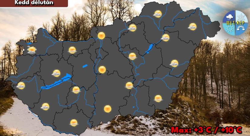 Kedden naposabb időben bízhatunk, de szerda éjjel délnyugaton már eshet az eső