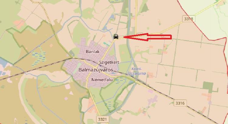 Árokba csúszott egy autó Balmazújvárosban