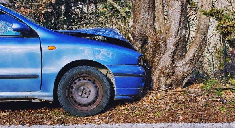 Nagy a baj a Balaton parton: fának csapódott egy autó, tűzoltók a helyszínen