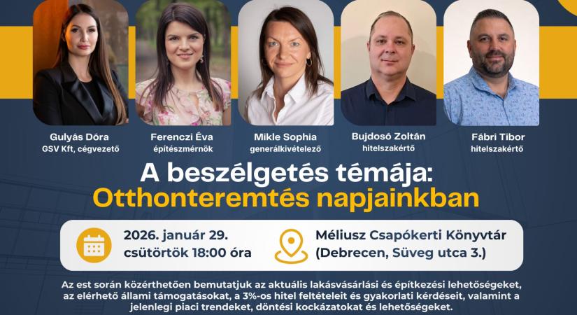 Otthonteremtés napjainkban – közéleti beszélgetés a csapókerti könyvtárban