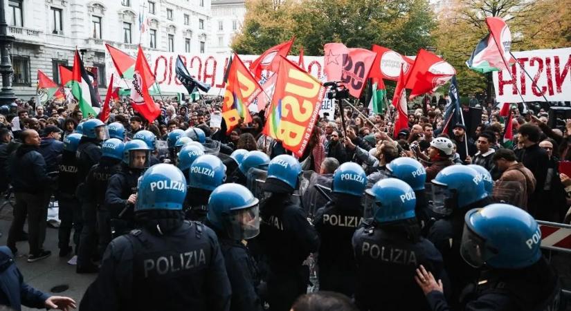 Háborús övezetté változtatták az olasz szélsőbaloldali tüntetők a várost – videó