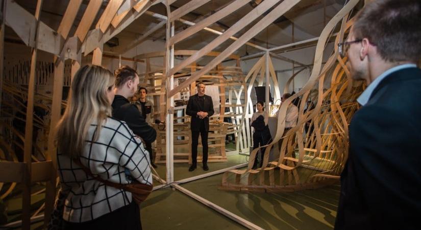 Fából szőtt kiállítás: hallgatók által készített látványos installációt nézhettek meg a BME-n