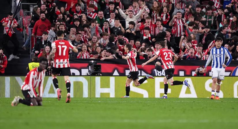A Real Sociedad közel volt a győzelemhez, de a Bilbao a 88. percben kiegyenlített a baszk derbin
