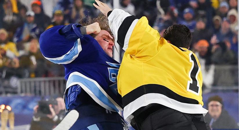 Történelmi fordítás és kapusbunyó a szabadtéri hokimeccsen