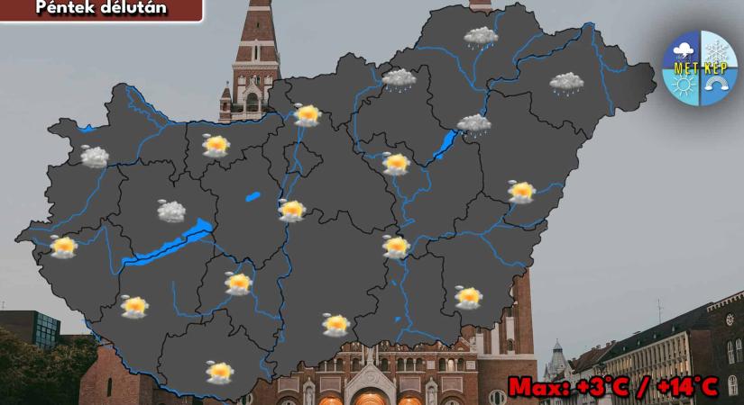 Pénteken is sok felhő lesz felettünk, de marad az enyhébb idő