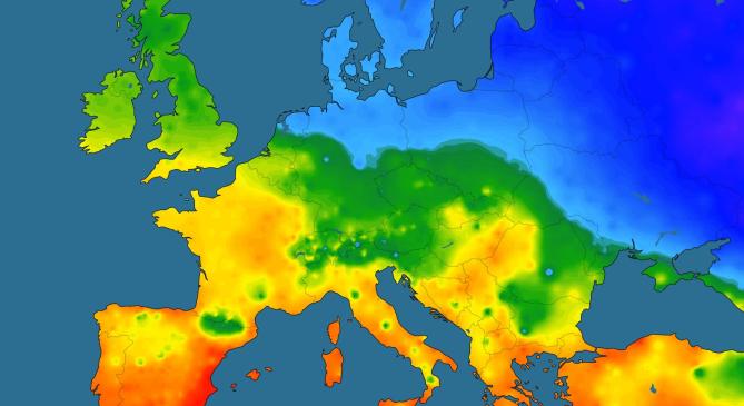 Majdnem 55 fokos hőmérséklet-különbség jött létre Európában