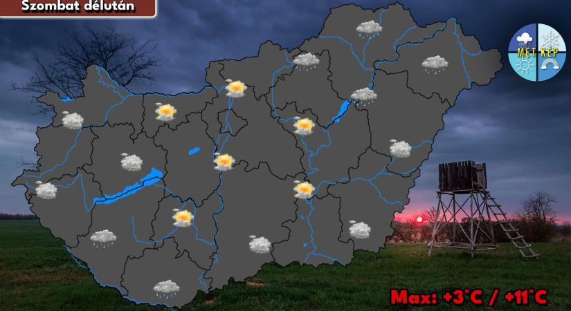 Felhősebb idő, helyenként kisebb esővel, záporesővel