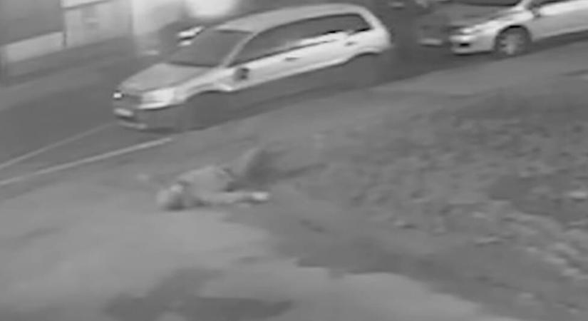 Videón egy nő, aki járni is alig bír, de így is lerugdossa a parkoló autók visszapillantóját